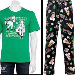 Mens Buddy the Elf Pack Christmas Character Graphic Shirt and Fleece Sleep Pants